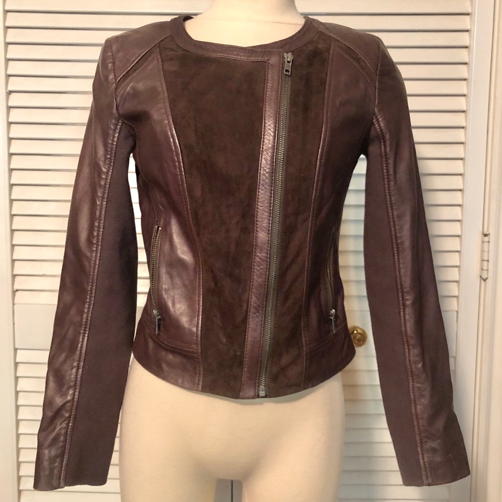 Halogen XS dark brown soft leather jacket NWT